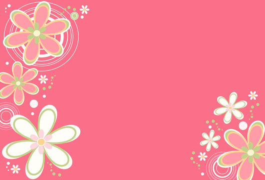 Floral background with retro flowers and circle designs
