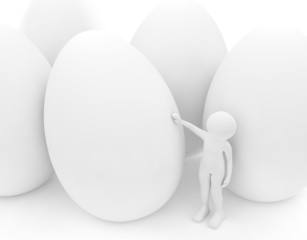 person and white eggs