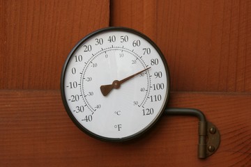 Outdoor thermometer at 82 degrees