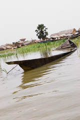 Sunken boat in Niger river, Mali