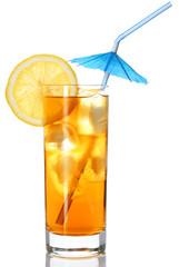 cocktail with umbrella and straw