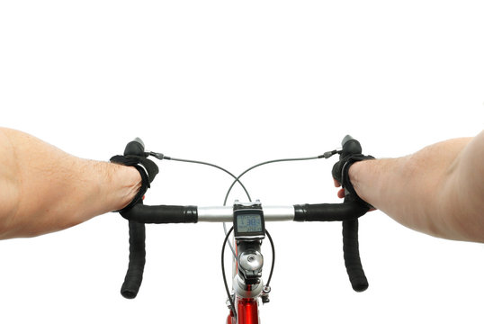 Bicycle Handle Bar With Hands Of Cyclist