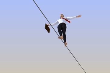 businessman tightrope walker