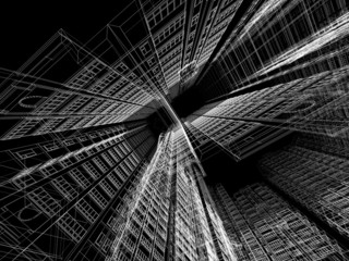 3D construction. Concept - modern architecture and designing.