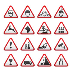 Triangular Warning Hazard  Signs set