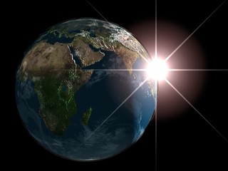 sunrise on the earth planet