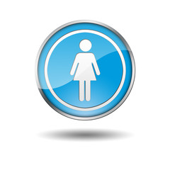 Boton azul borde metalico femenino