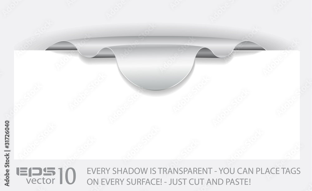 Poster paper tag with transparent shadows.