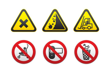 Warning Hazard and Prohibited Signs set-vector
