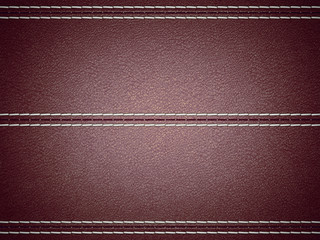 Fototapeta premium Maroon horizontal stitched leather background