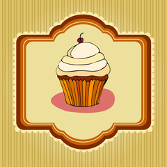 illustration of cute retro cupcakes card