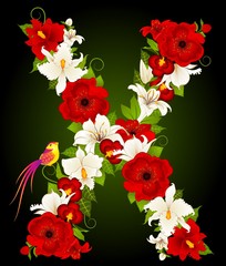 letter for signs with flowers and bird