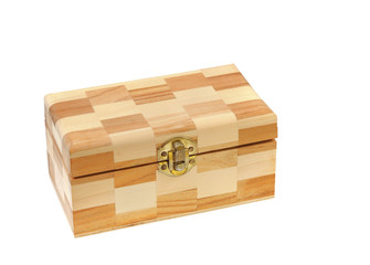 Closed  wood  box isolated on white background