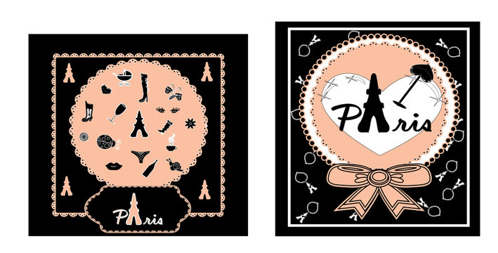 Cute cards paris vector