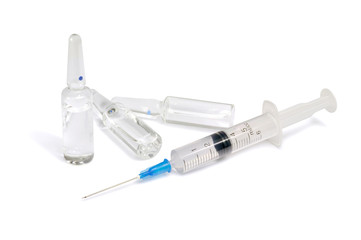 Fototapeta premium Single use syringe and vaccine