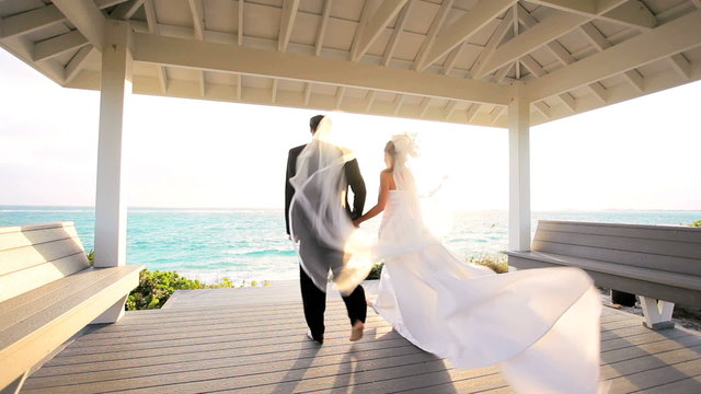 Attractive Couple Sunset Island Wedding