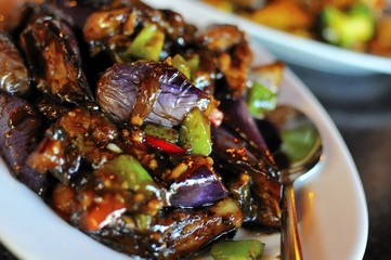 Chinese spicy eggplant cuisine