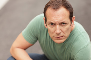 Image of a man grunting
