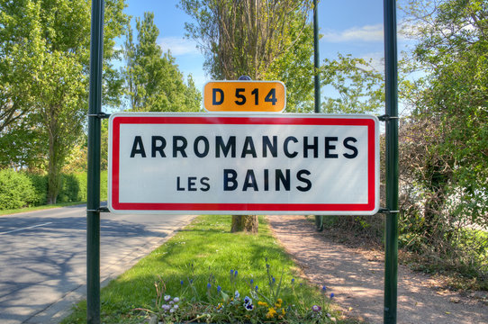 Arromanches Les Bains - Panneau de commune