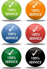 boutons 100% service