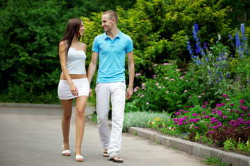 Lovers in the park on a date