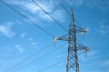Elettric pylons truss in a sky