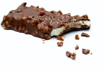 Chocholate and cheese dessert bit and crumbs