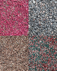 a set of the four different decorative crushed stones cobbles ba