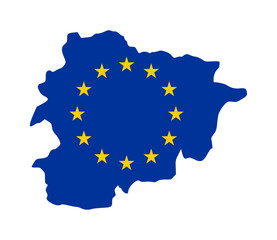 EU flag on Andorra map