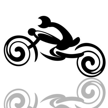 recommend clip art: Fast riding biker on a motorcycle silhouette