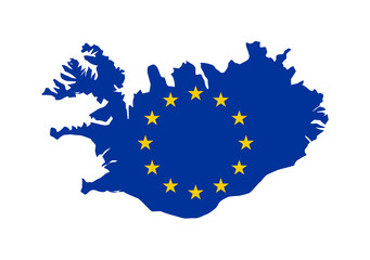 EU flag on map of Iceland