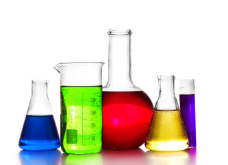 Test-tubes isolated on white. Laboratory glassware