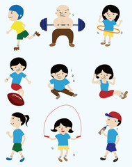 cartoon sport player people icon