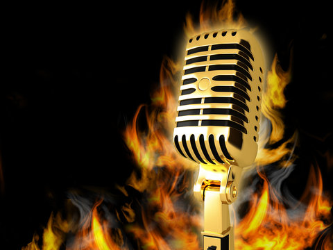 The microphone is on fire