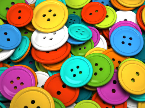 Multicolored buttons for clothing