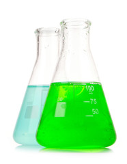 Two conical flask isolated on white
