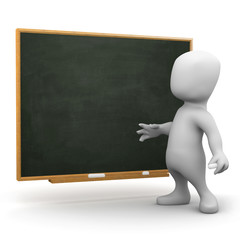 3d Little man at the blackboard