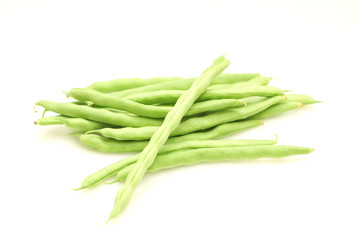 Green beans isolated on white background