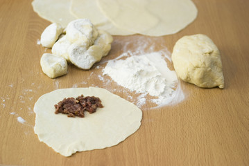 Dough and forcemeat