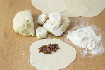 Dough and forcemeat