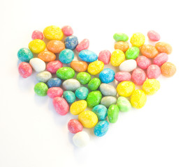 Fototapeta na wymiar colorful heart shaped sweet candies