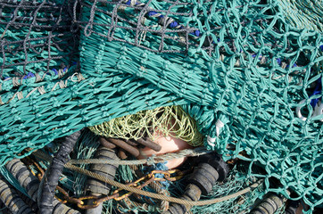 Fischernetze in Möltenort, Schleswig-Holstein