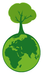 Green Planet With Tree