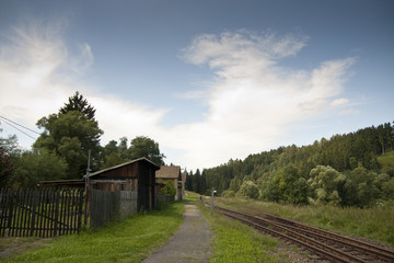railway in village romantic lanscape scene