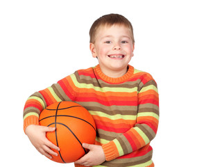 Funny child with a basketball