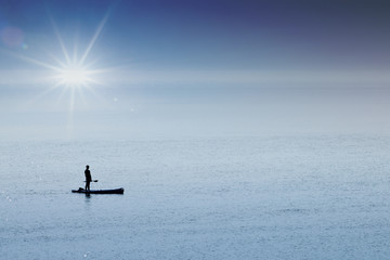 kayak mer océan sport tranquilité calme seul solitude pagaie c