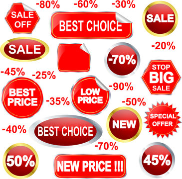 Sale stickers and labels set, vector illustration