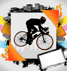 Abstract summer frame with cyclist silhouette