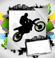 Abstract summer frame with motorcyclist silhouette