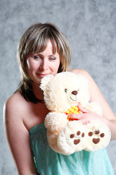 Sexy Blond Girl with teddy bear
